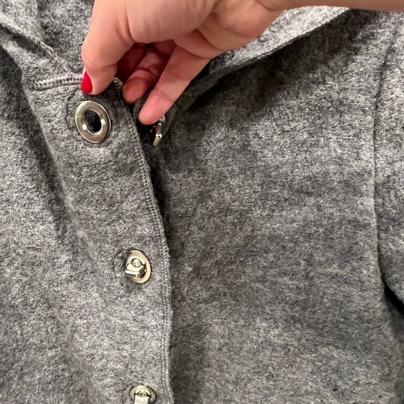 For Cynthia Medium Gray 100% WOOL Hooded Pea Coat - Picture 8 of 10